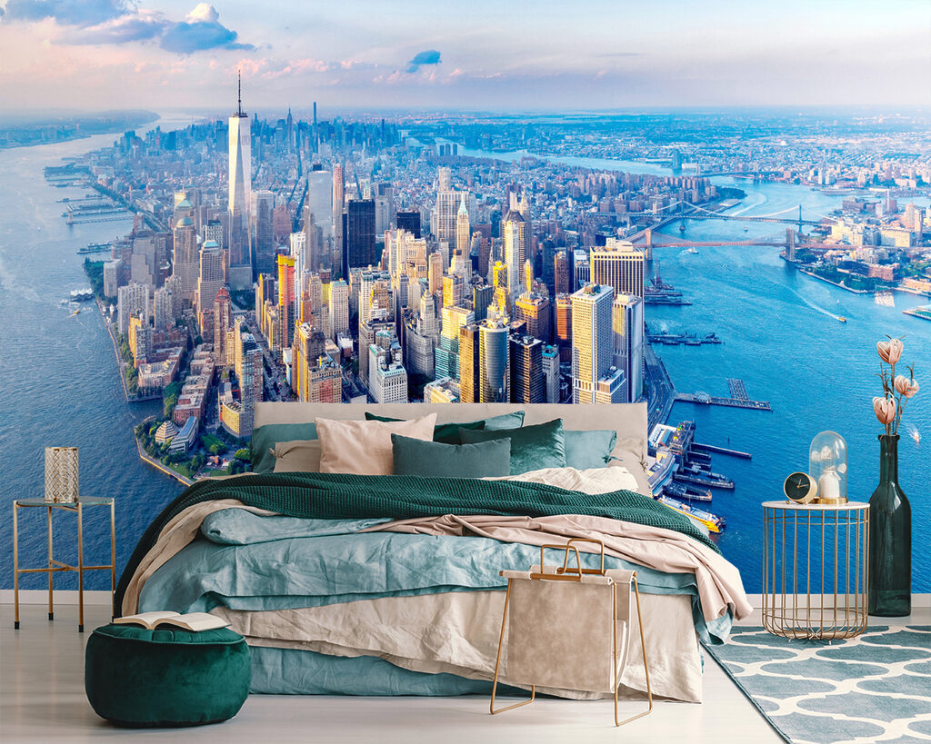 Manhattan sobre a água num interior