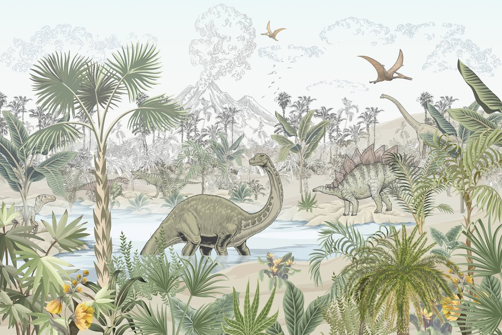 Dinossauros junto ao charco — design completo