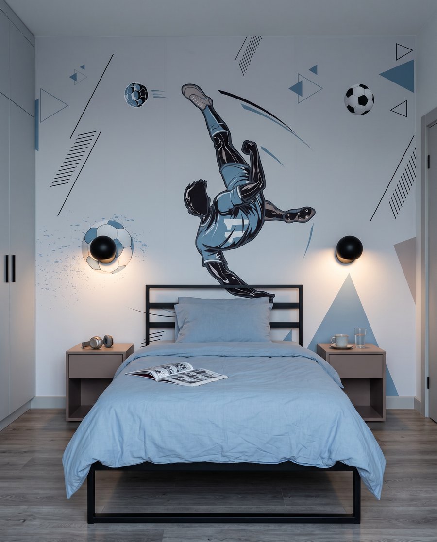 Futebolista num salto azul — interior 4