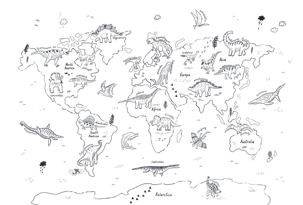 Mapa-múndi de animais — design completo