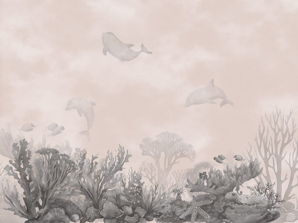 Golfinhos sobre corais — design completo