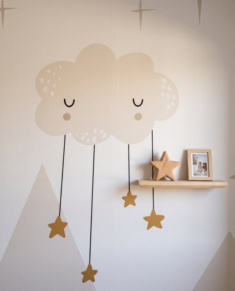 Nuvens redondas e estrelas — detalhe