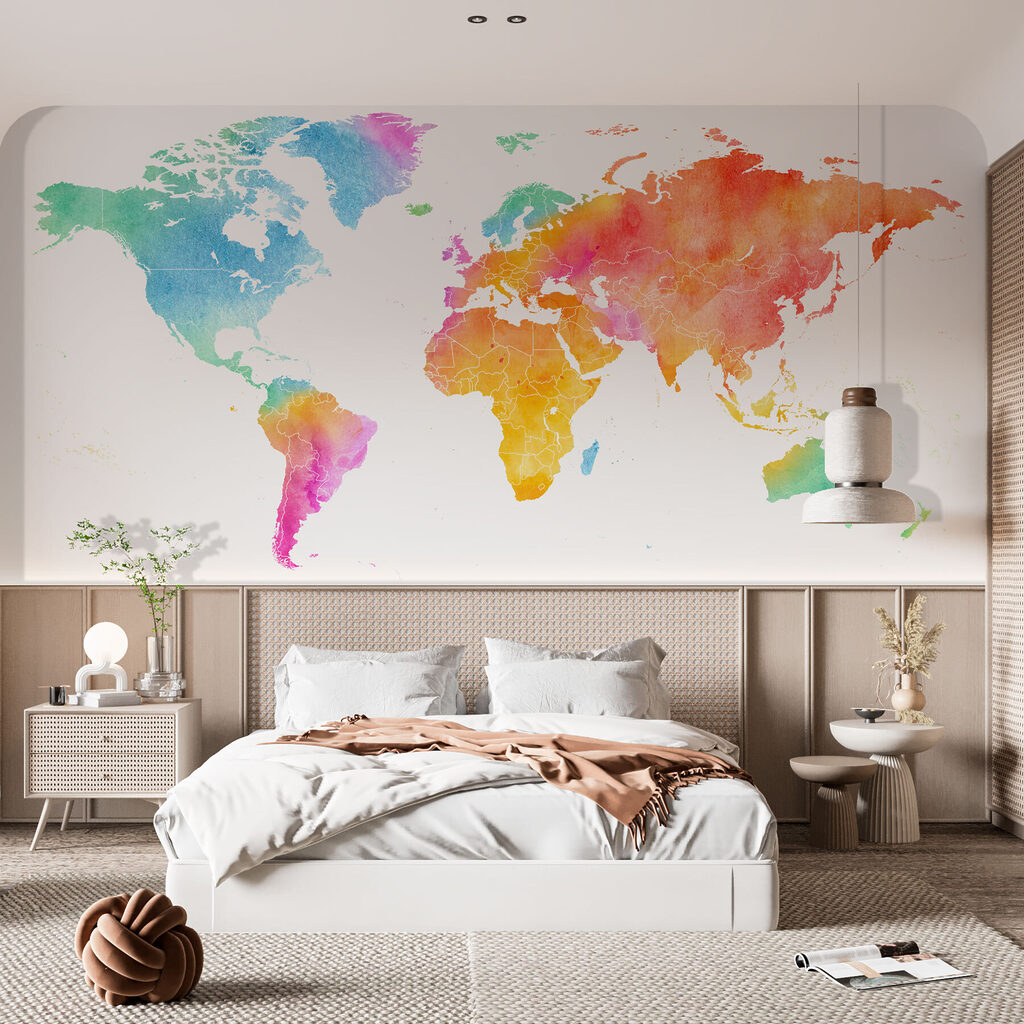 Mapa-múndi em aguarela — interior 2