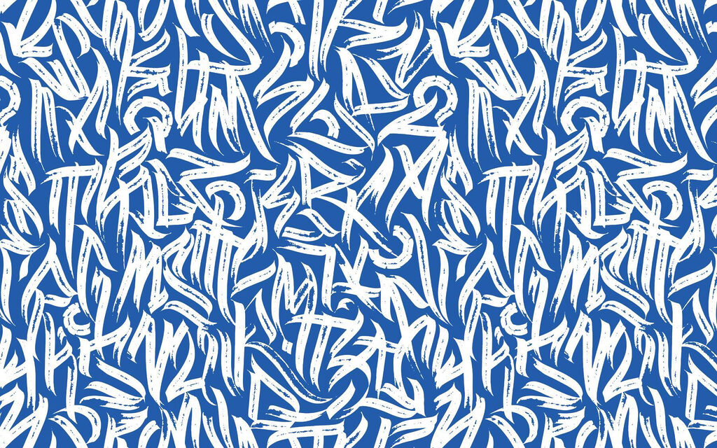 Letras brancas sobre azul-noite — design completo
