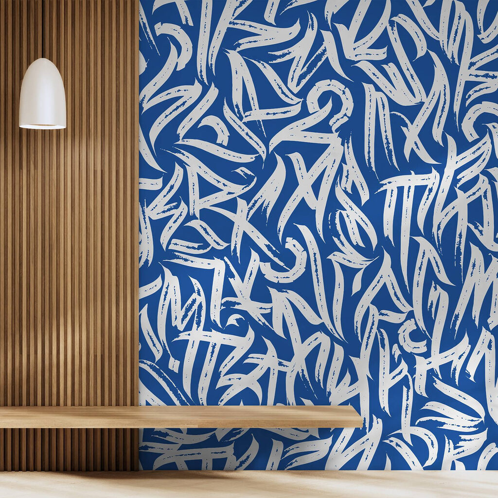 Letras brancas sobre azul-noite — interior 1