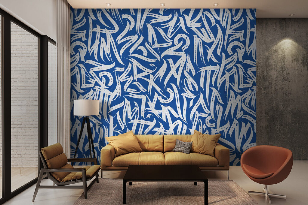 Letras brancas sobre azul-noite — interior 2
