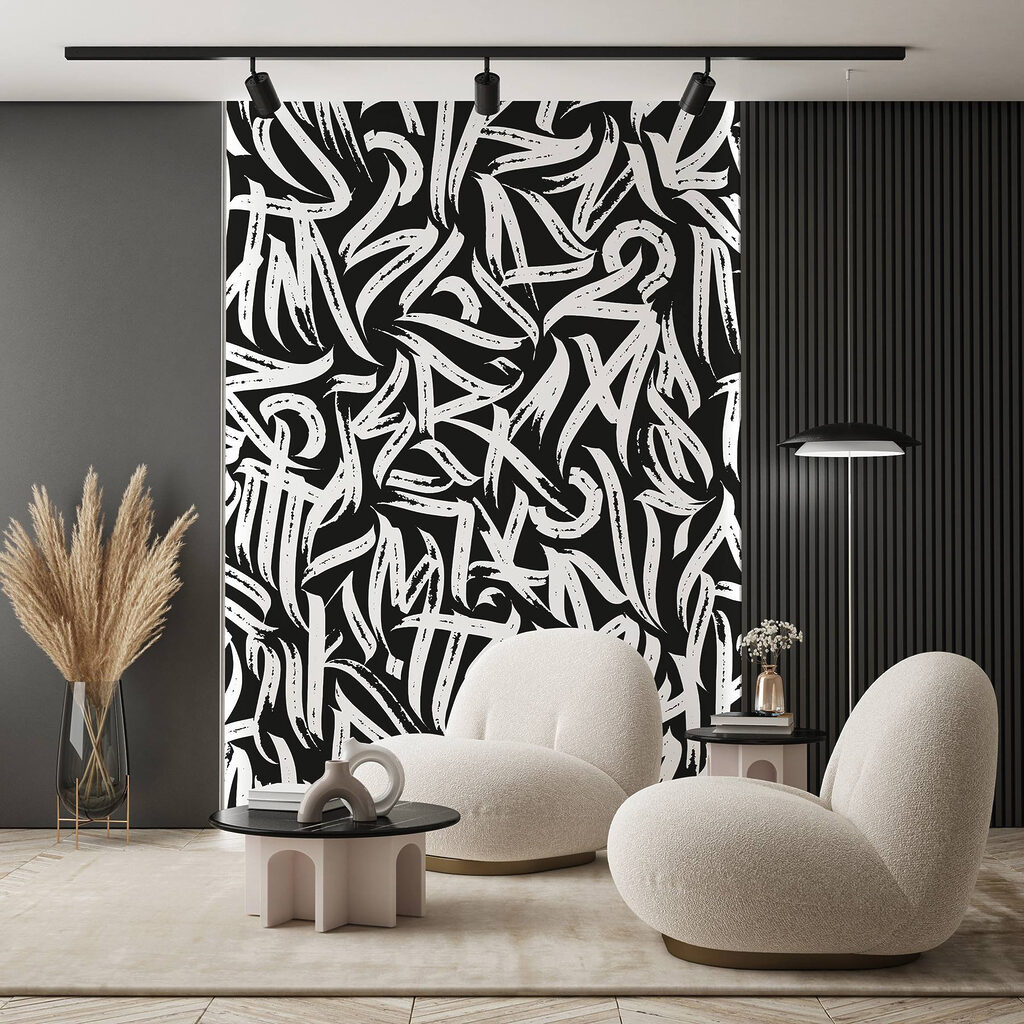 Letras brancas sobre azul-noite — interior 1