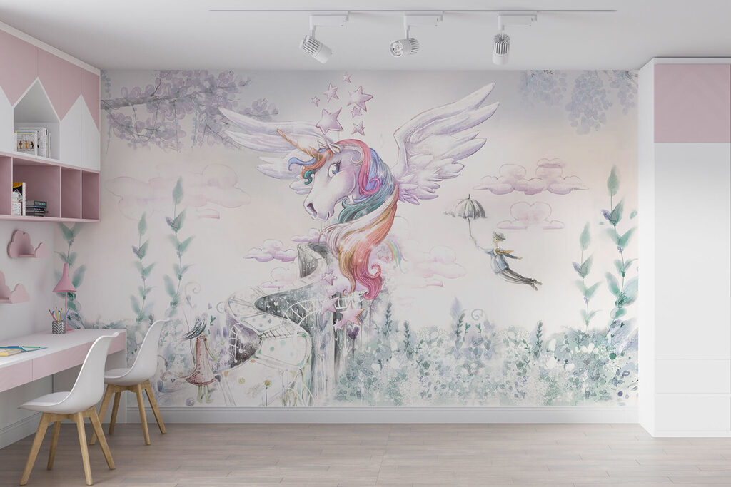 Unicórnio alado entre flores — interior 1