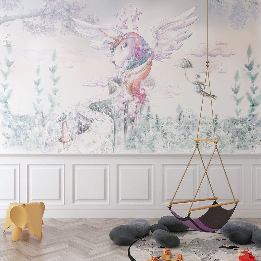 Unicórnio alado entre flores — interior 2