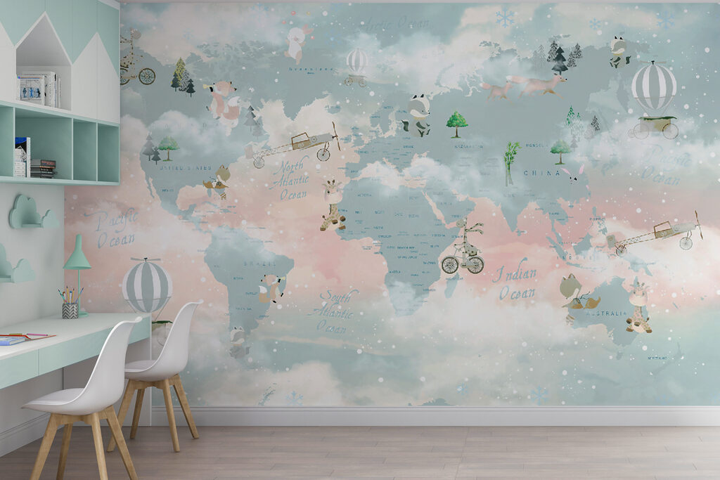 Mapa-múndi entre nuvens — interior 2