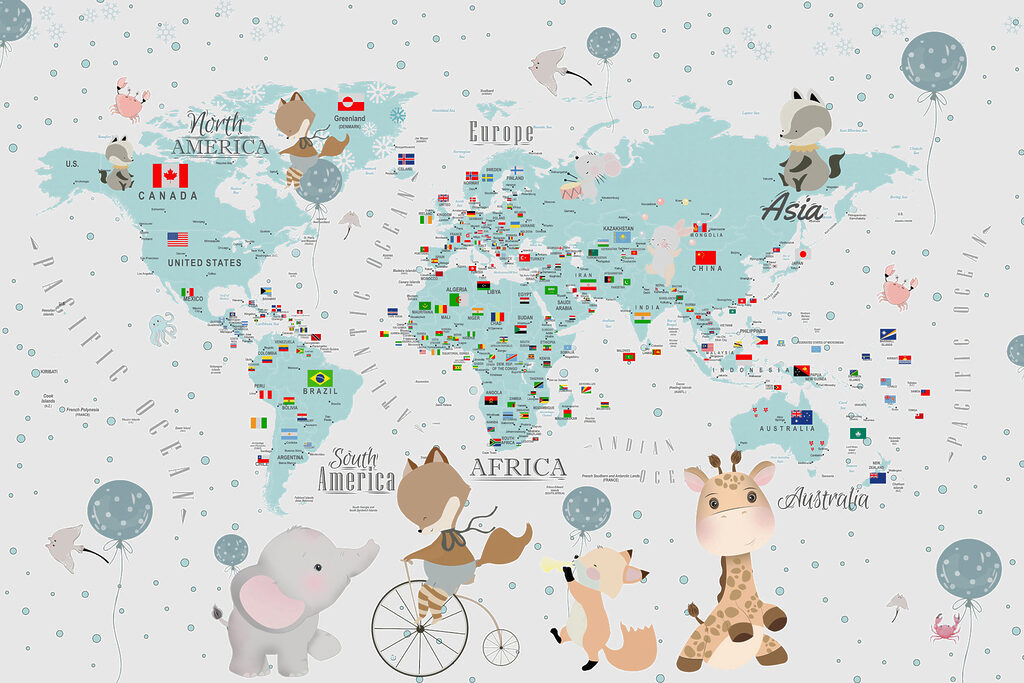 Mapa-múndi com amigos viajantes — design completo