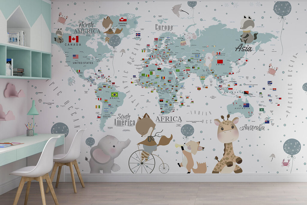 Mapa-múndi com amigos viajantes — interior 2