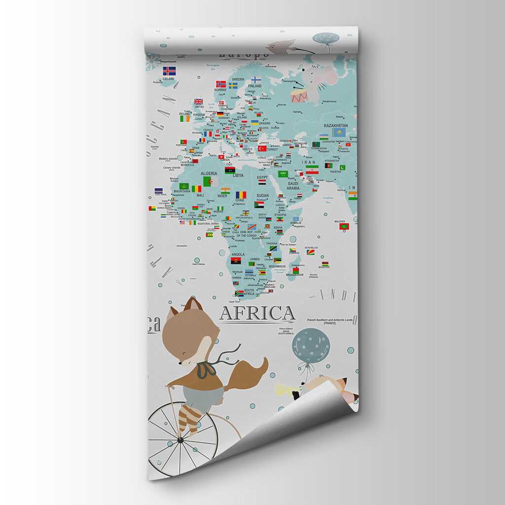 Mapa-múndi com amigos viajantes — vista do produto