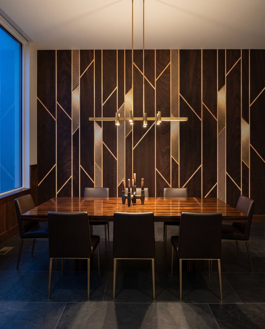 Linhas douradas sobre castanho — interior 5
