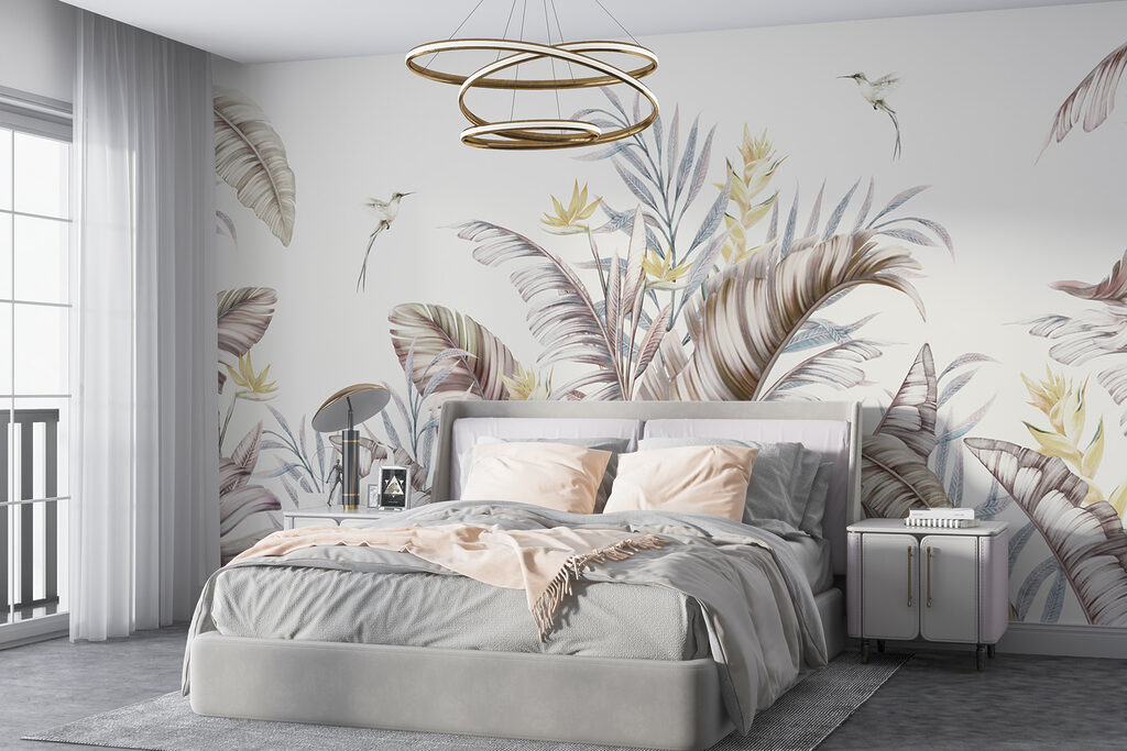 Aves entre folhas tropicais — interior 2