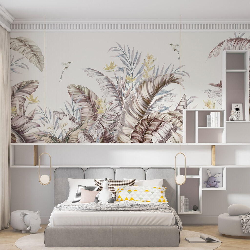 Aves entre folhas tropicais — interior 4