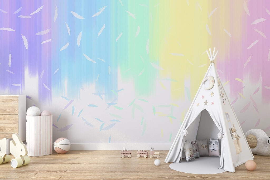 Arco-íris pastel com riscas — interior 1