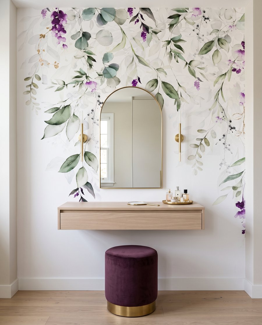Flores roxas em ramos — interior 2