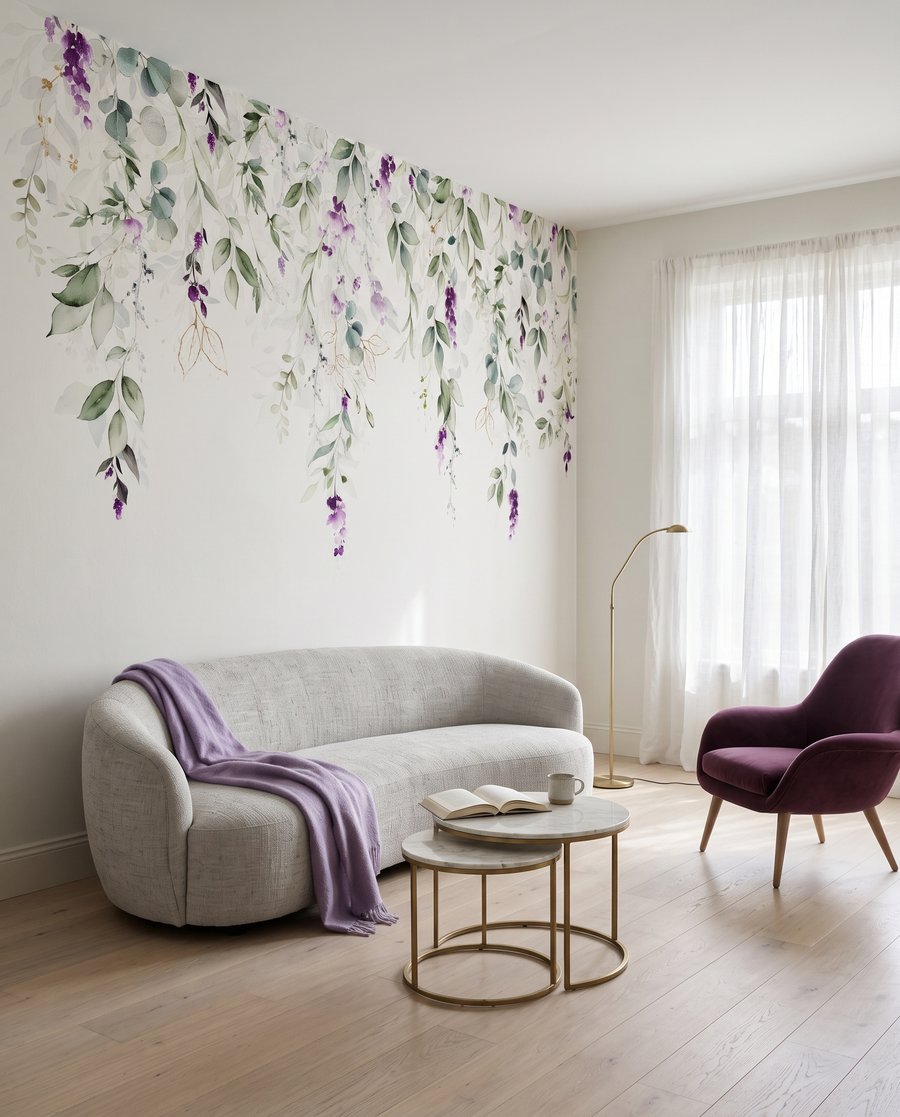 Flores roxas em ramos — interior 3