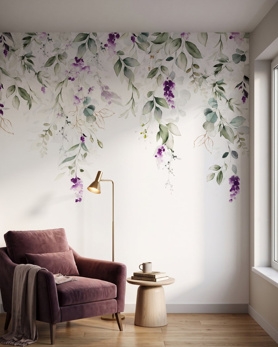 Flores roxas em ramos — interior 4
