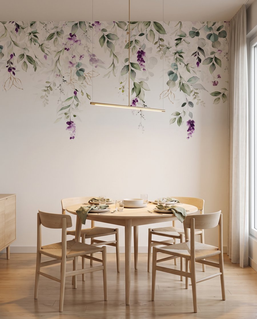 Flores roxas em ramos — interior 5