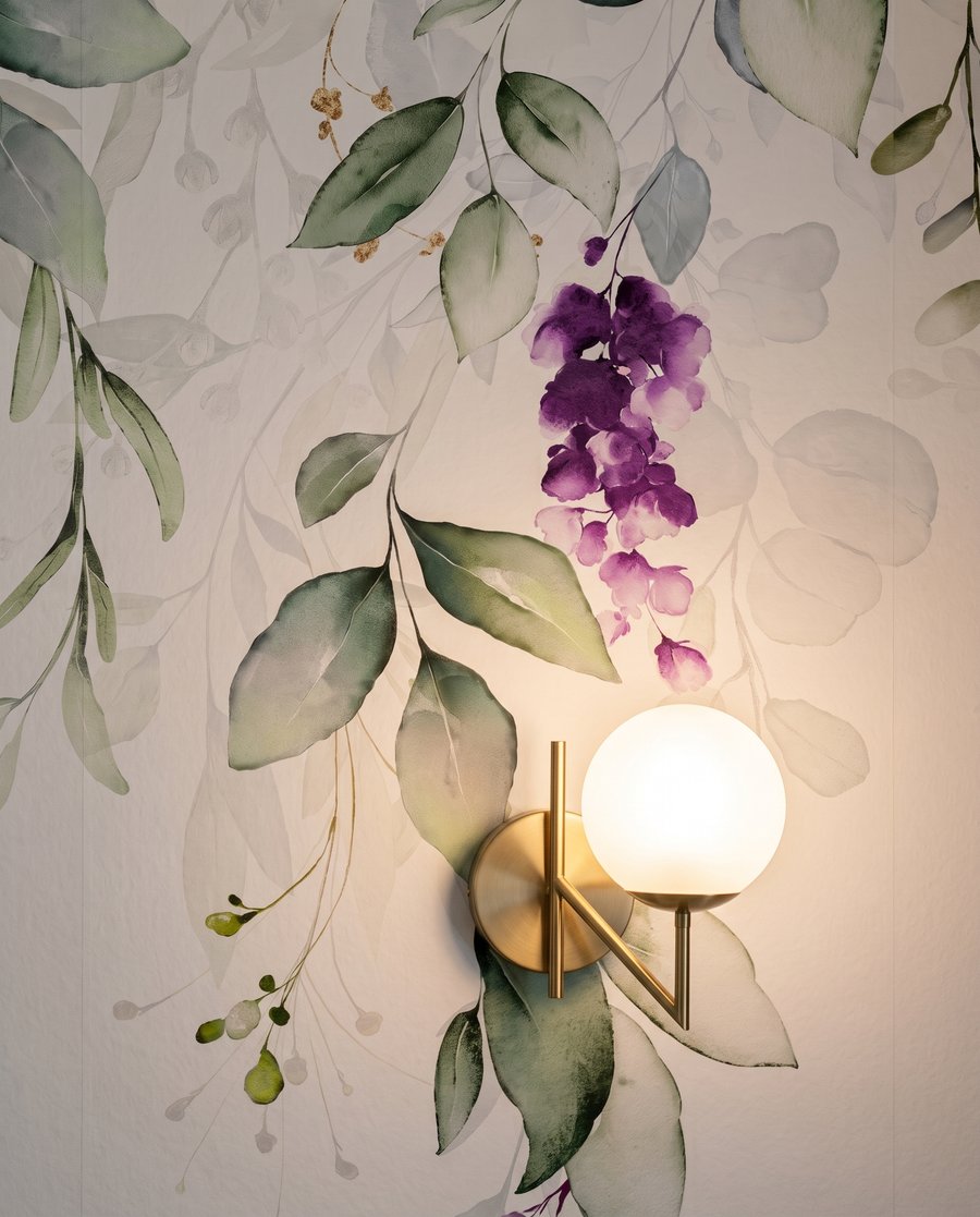 Flores roxas em ramos — detalhe