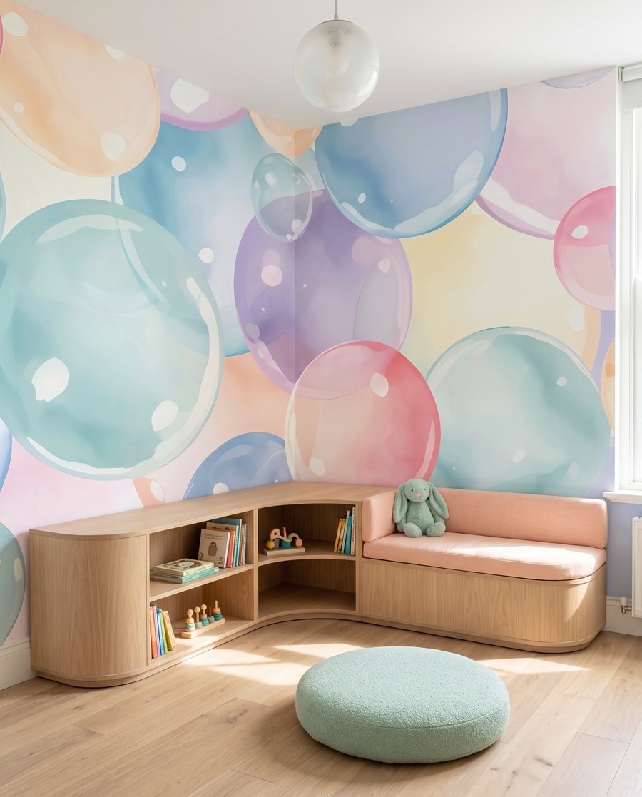 Bolhas em tons pastel — interior 2