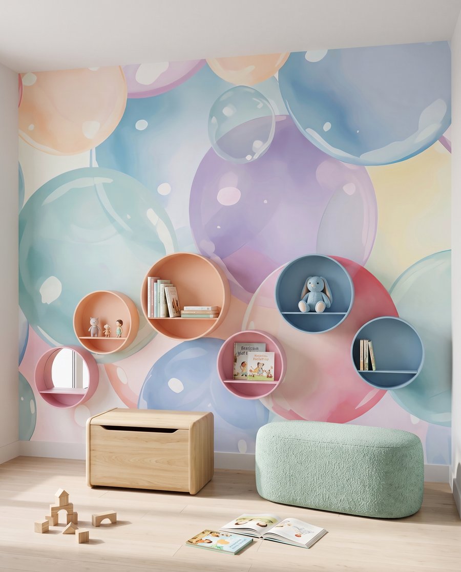 Bolhas em tons pastel — interior 3