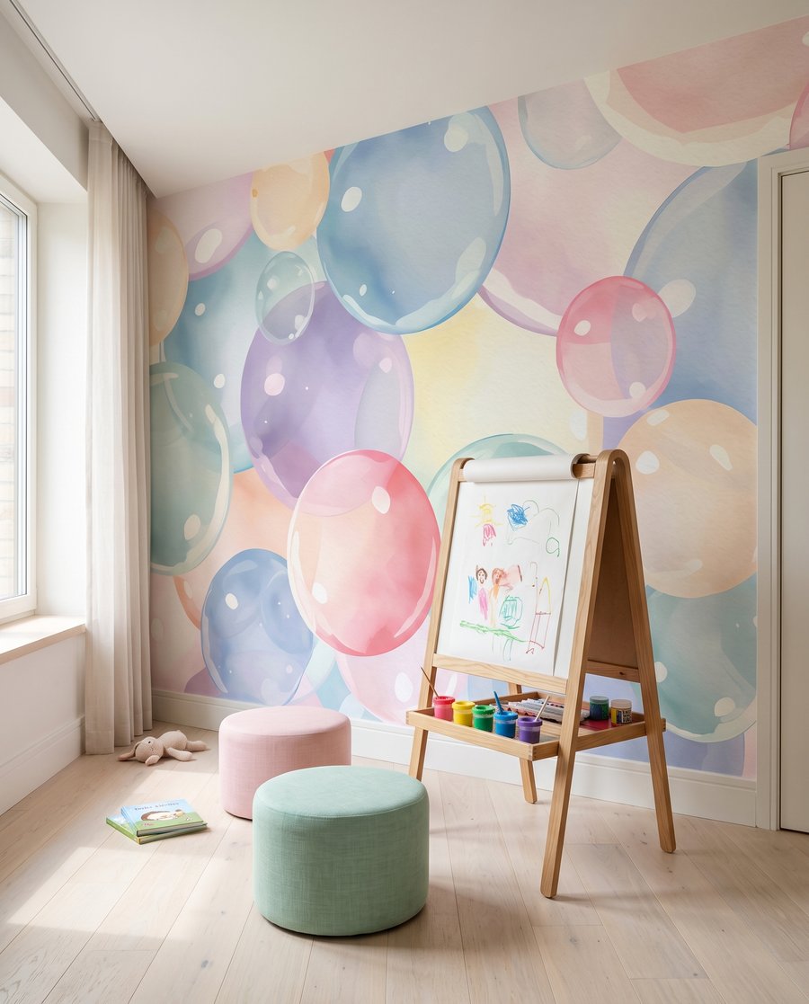 Bolhas em tons pastel — interior 4