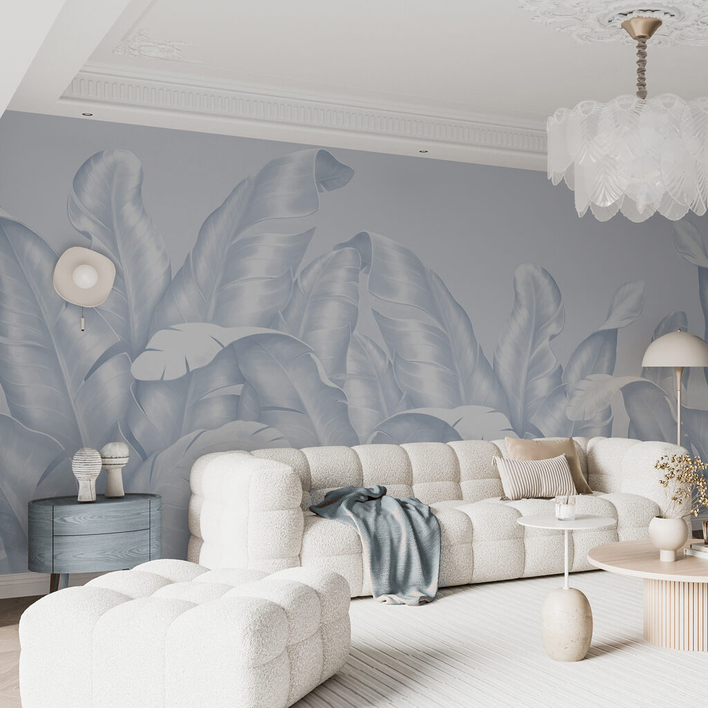 Folhas grandes e claras num interior