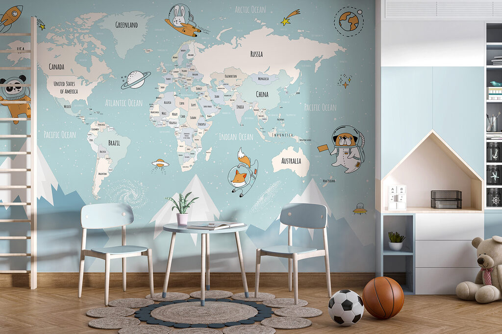 Mapa com astronautas — interior 1
