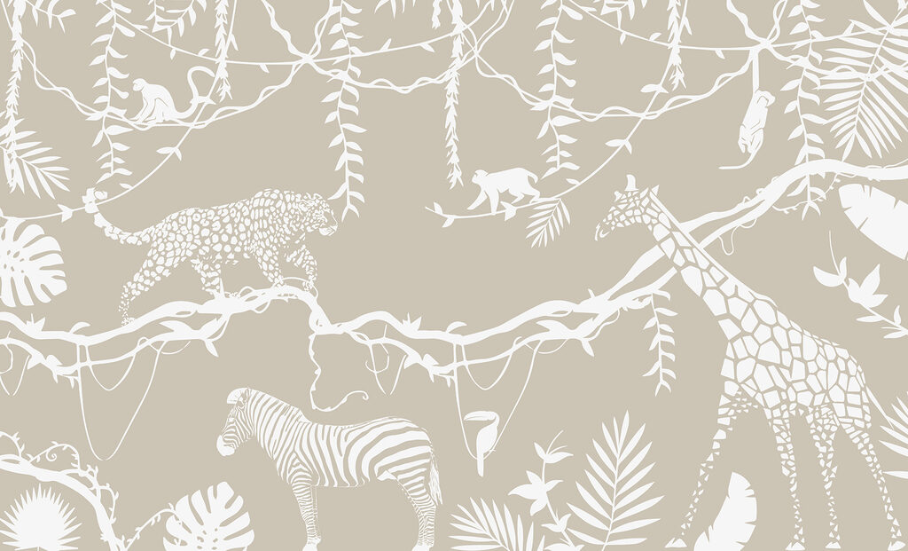Animais em contornos brancos — design completo
