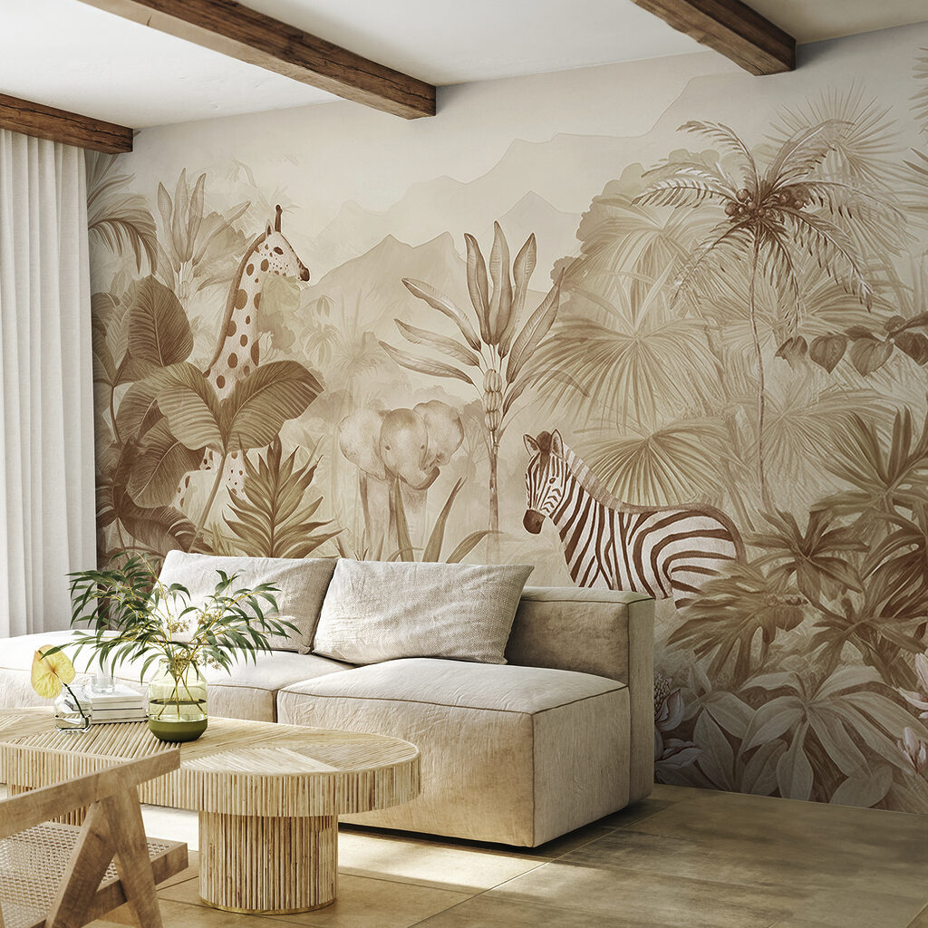 Zebra entre folhagem tropical — interior 2