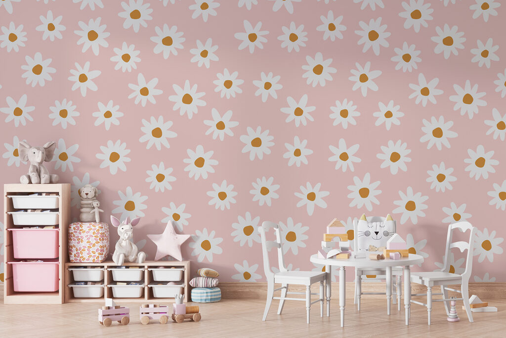 Margaridas brancas em rosa-antigo — interior 1