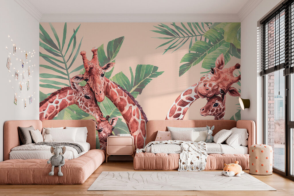 Girafas entre folhagem tropical — interior 3
