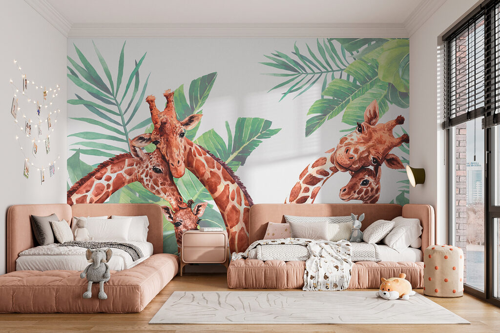 Girafas entre folhagem tropical — interior 3