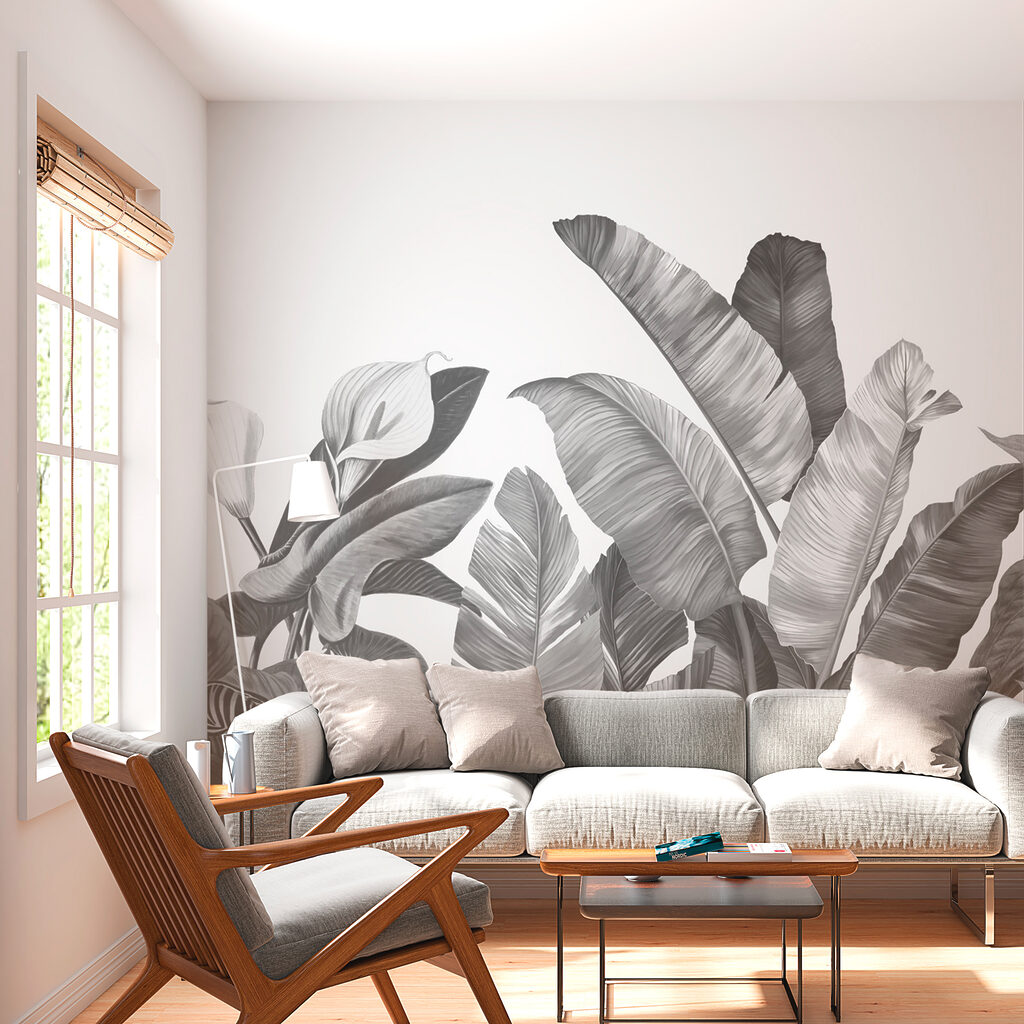 Folhas e flores claras — interior 1