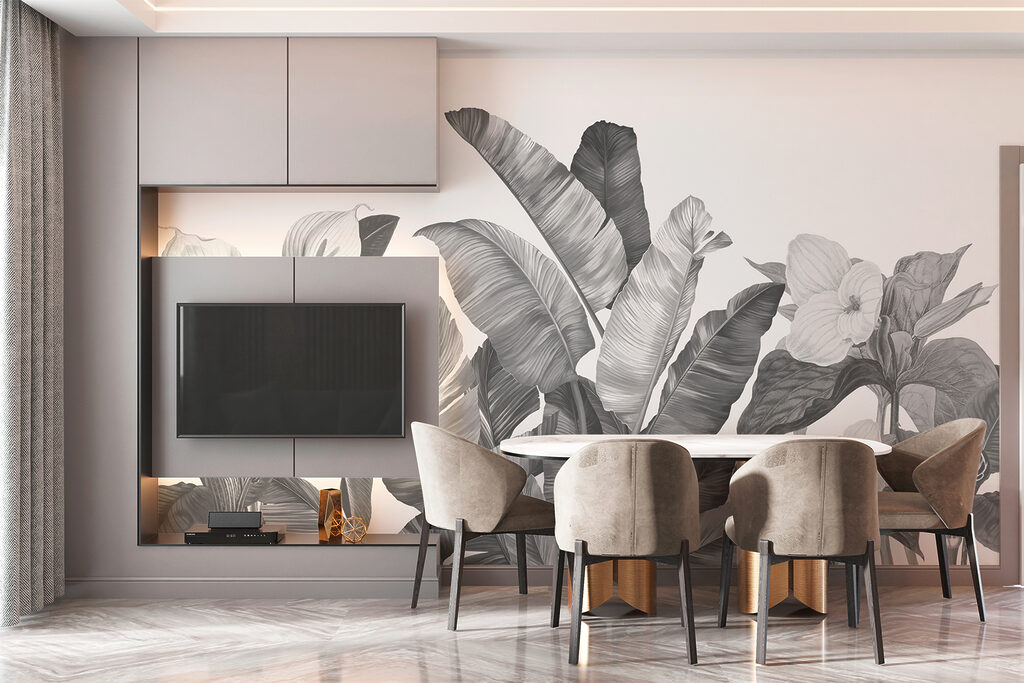 Folhas e flores claras — interior 2