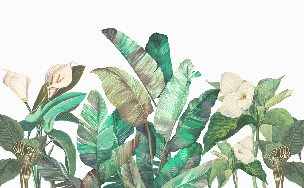Folhas e flores claras — design completo
