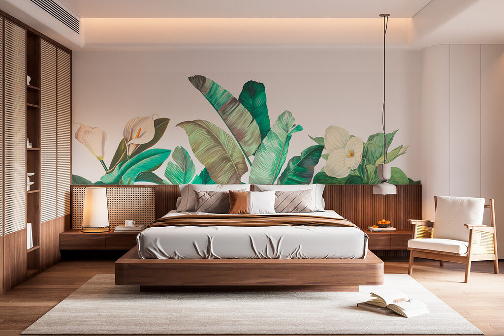 Folhas e flores claras — interior 3