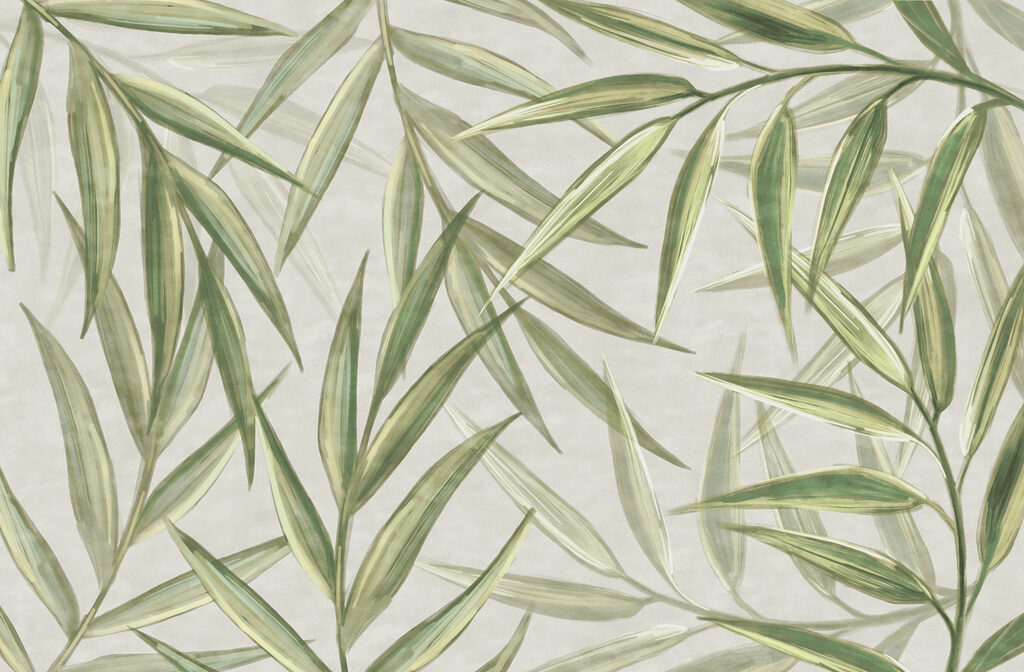 Bambu cruzado sobre bege — design completo