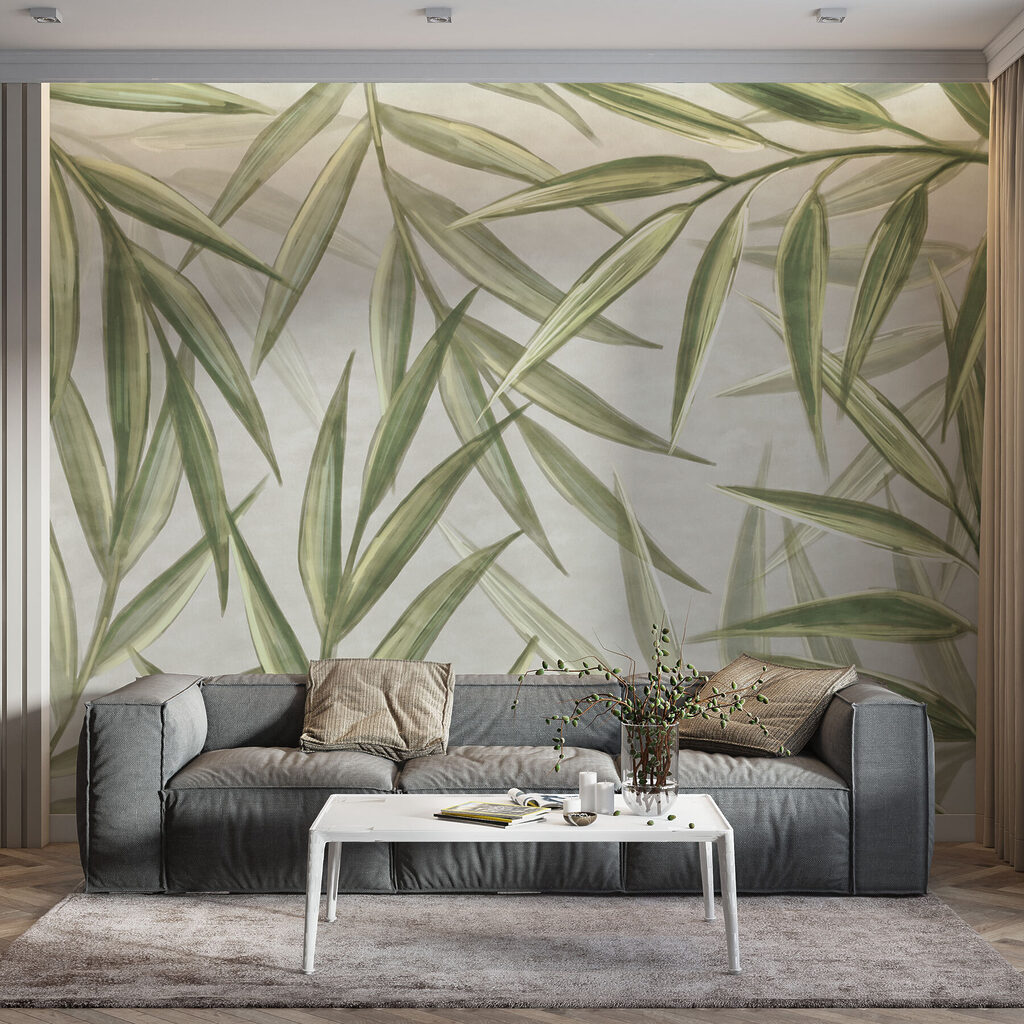 Bambu cruzado sobre bege — interior 1