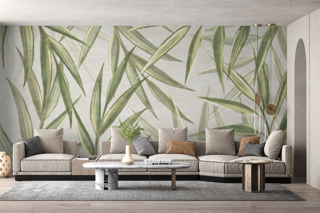 Bambu cruzado sobre bege — interior 2