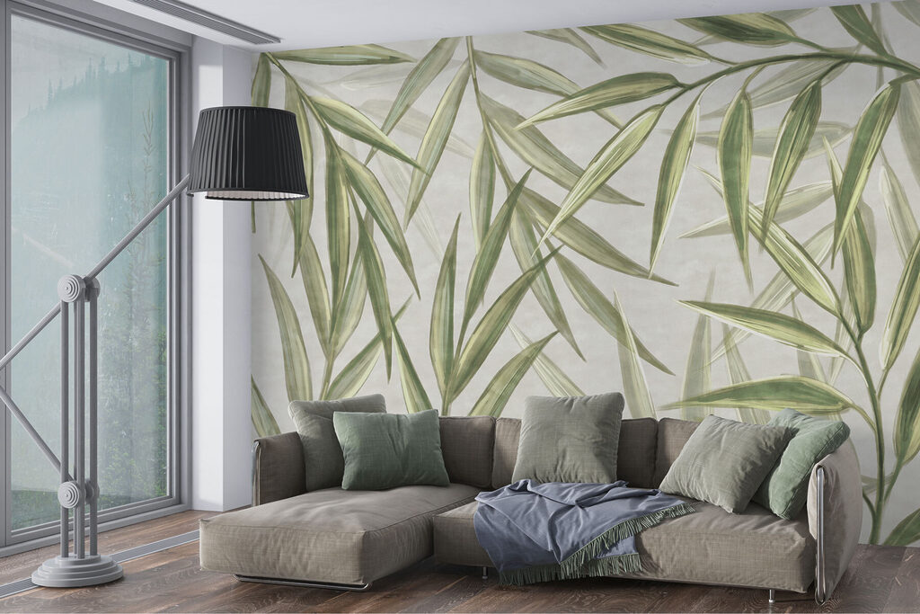 Bambu cruzado sobre bege — interior 3