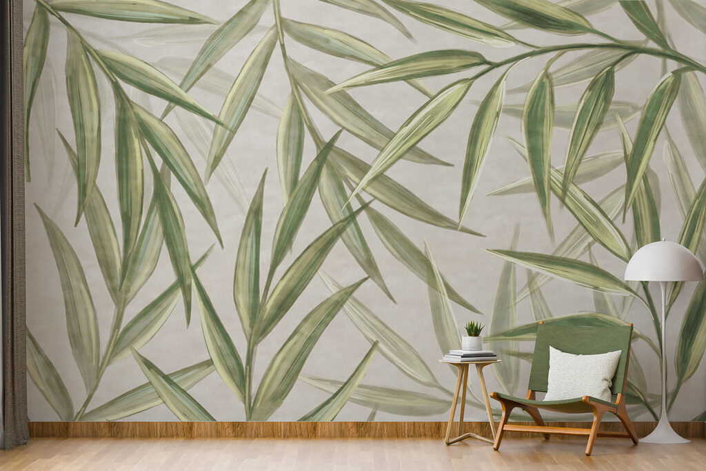 Bambu cruzado sobre bege — interior 4