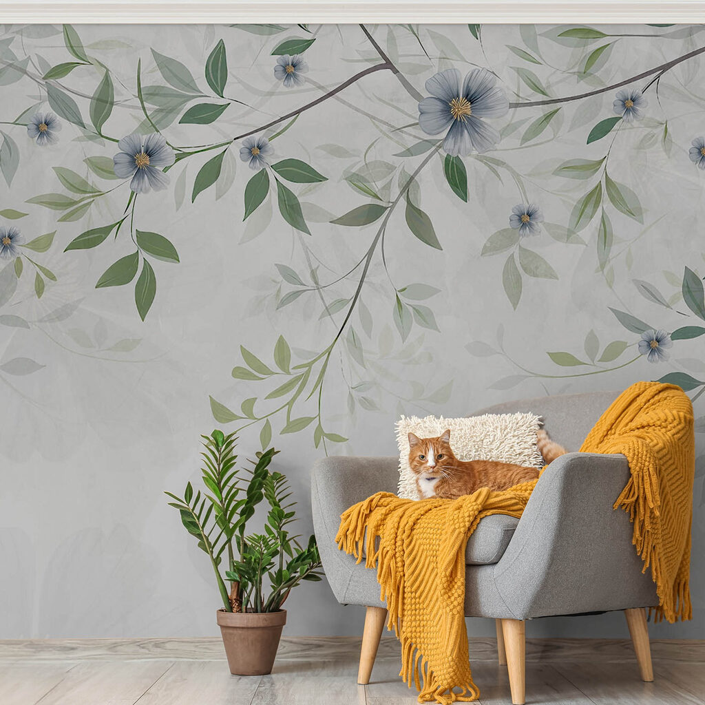 Flores azuis em ramos — interior 3