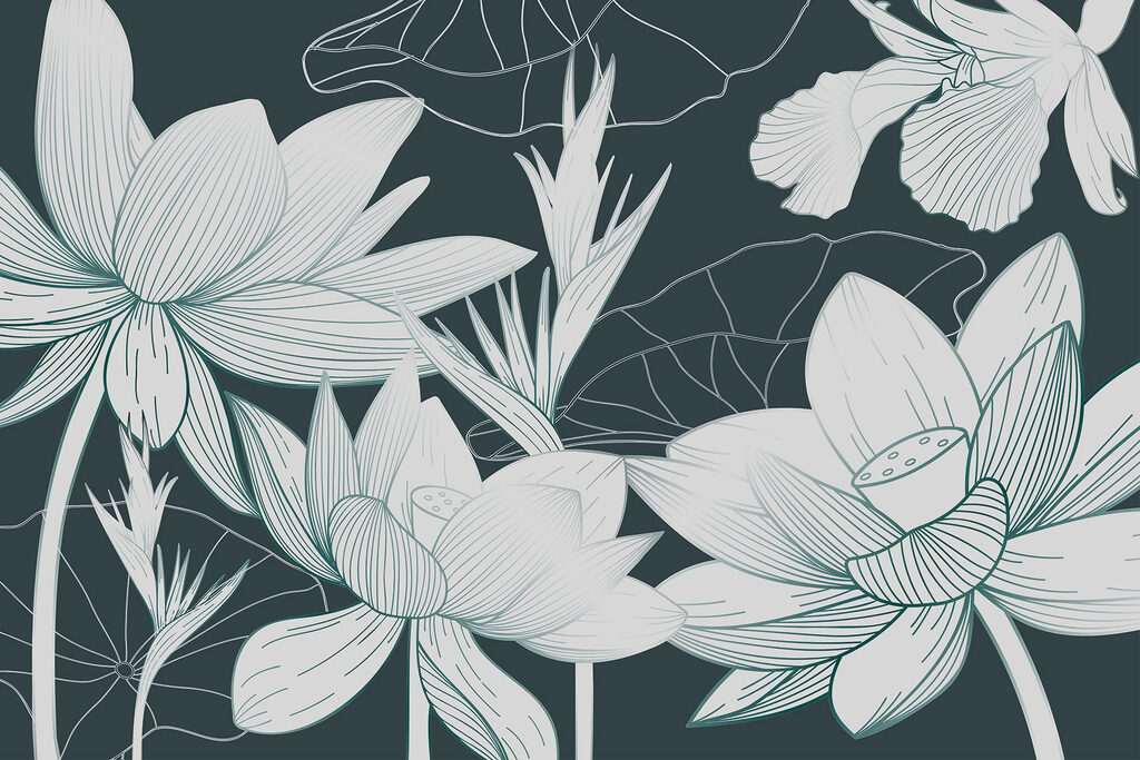 Flores brancas e folhagem — design completo