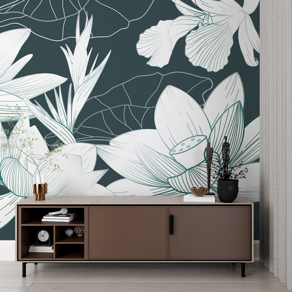Flores brancas e folhagem — interior 2