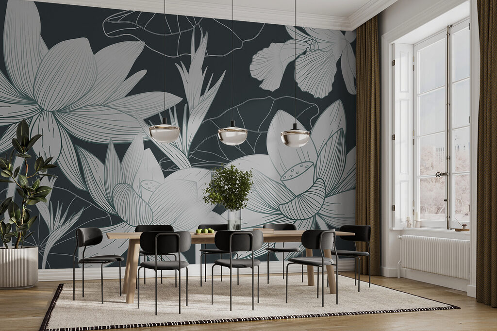 Flores brancas e folhagem — interior 1