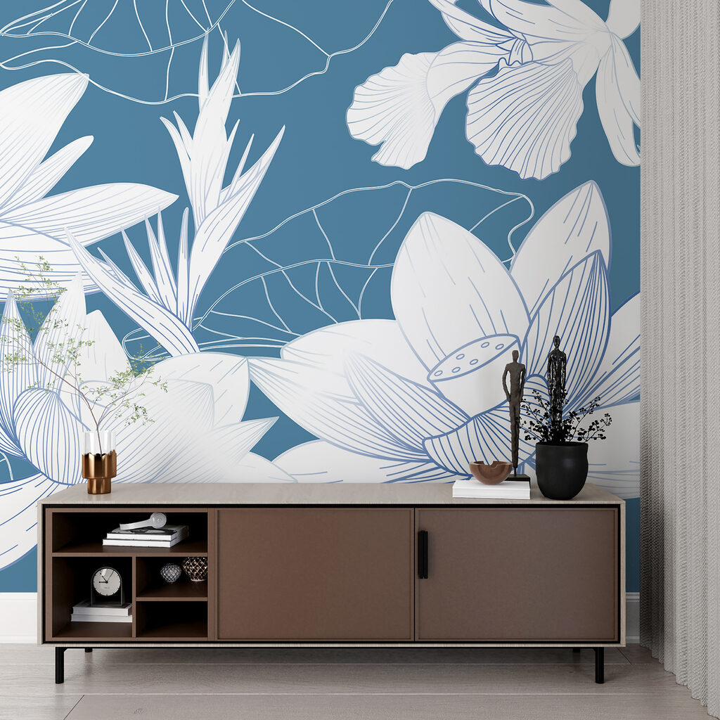 Flores brancas e folhagem — interior 1